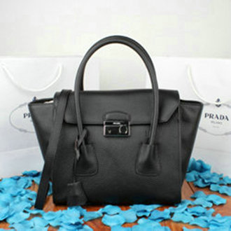 2014 Prada calfskin flap bag BN2665 black
